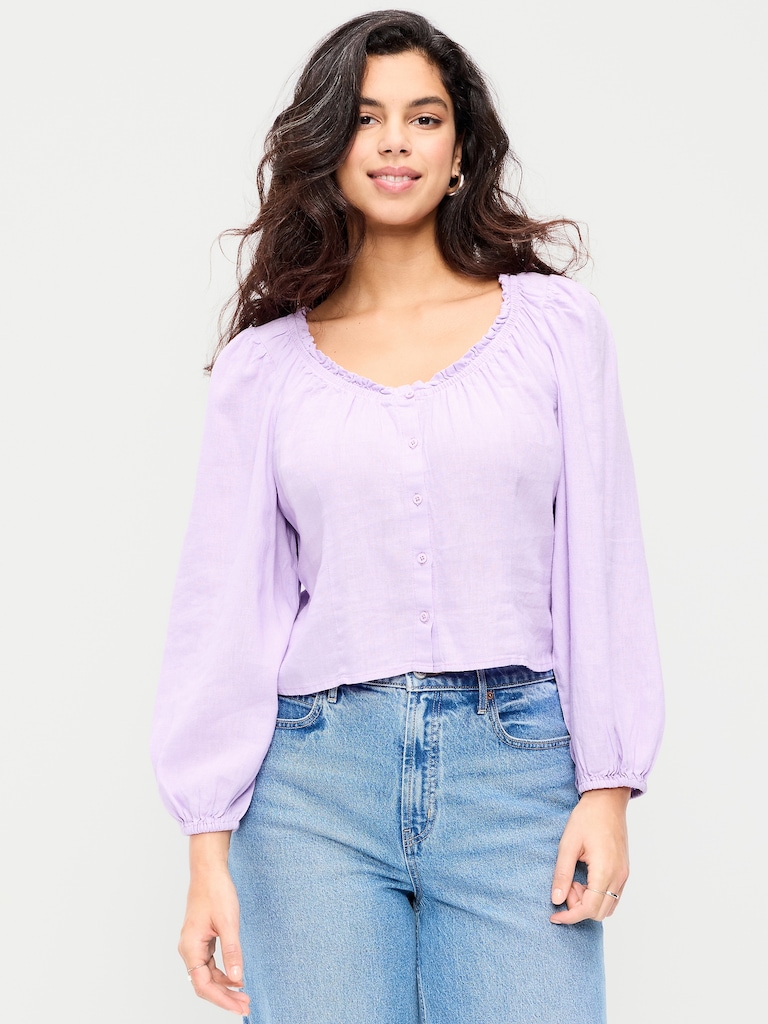 Long-Sleeve Button-Down Top