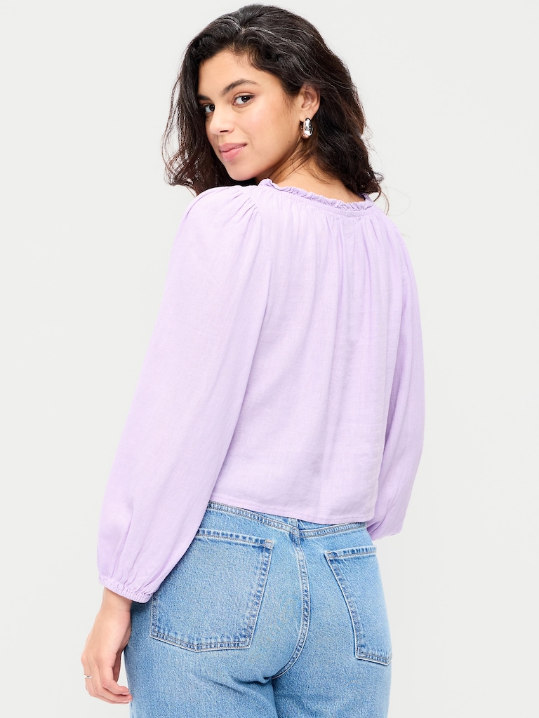 Long-Sleeve Button-Down Top