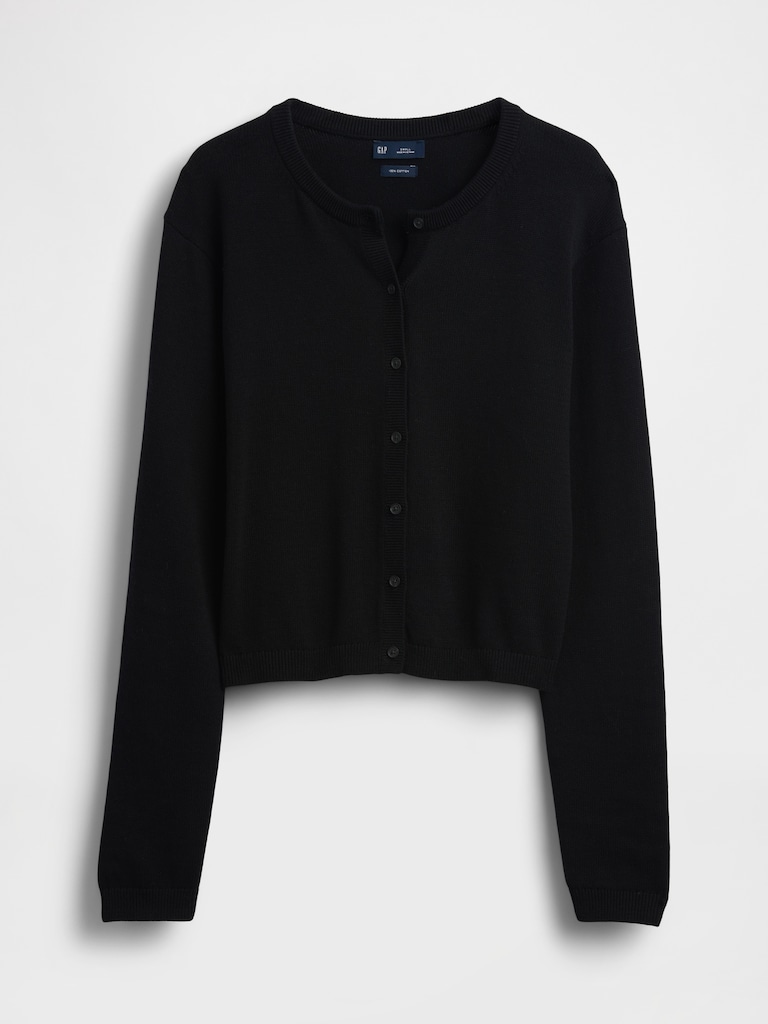 100% Cotton Relaxed Crop Cardigan Sweater