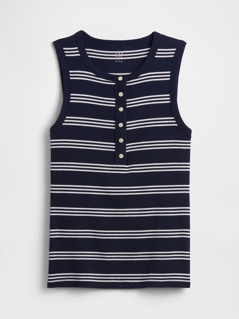 Ribbed Henley Tank Top