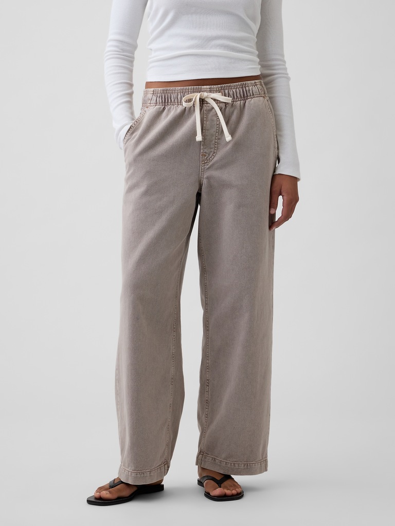 High Rise Pull-On Wide-Leg Jeans