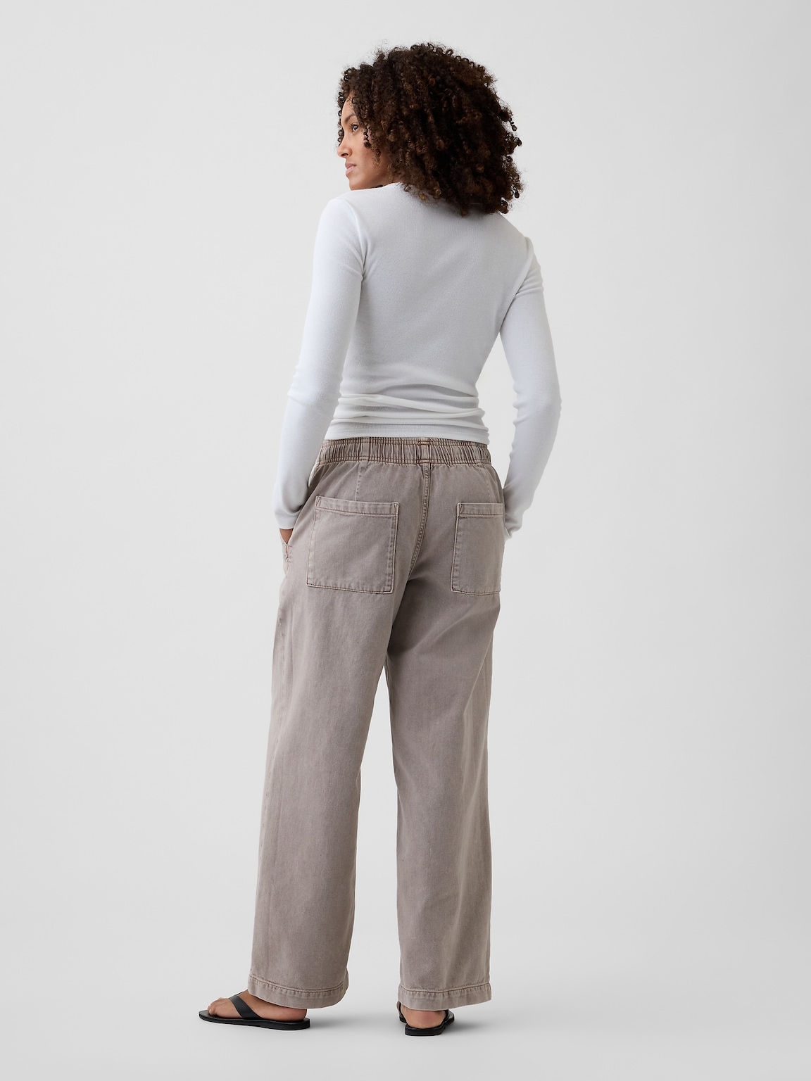 High Rise Pull-On Wide-Leg Jeans