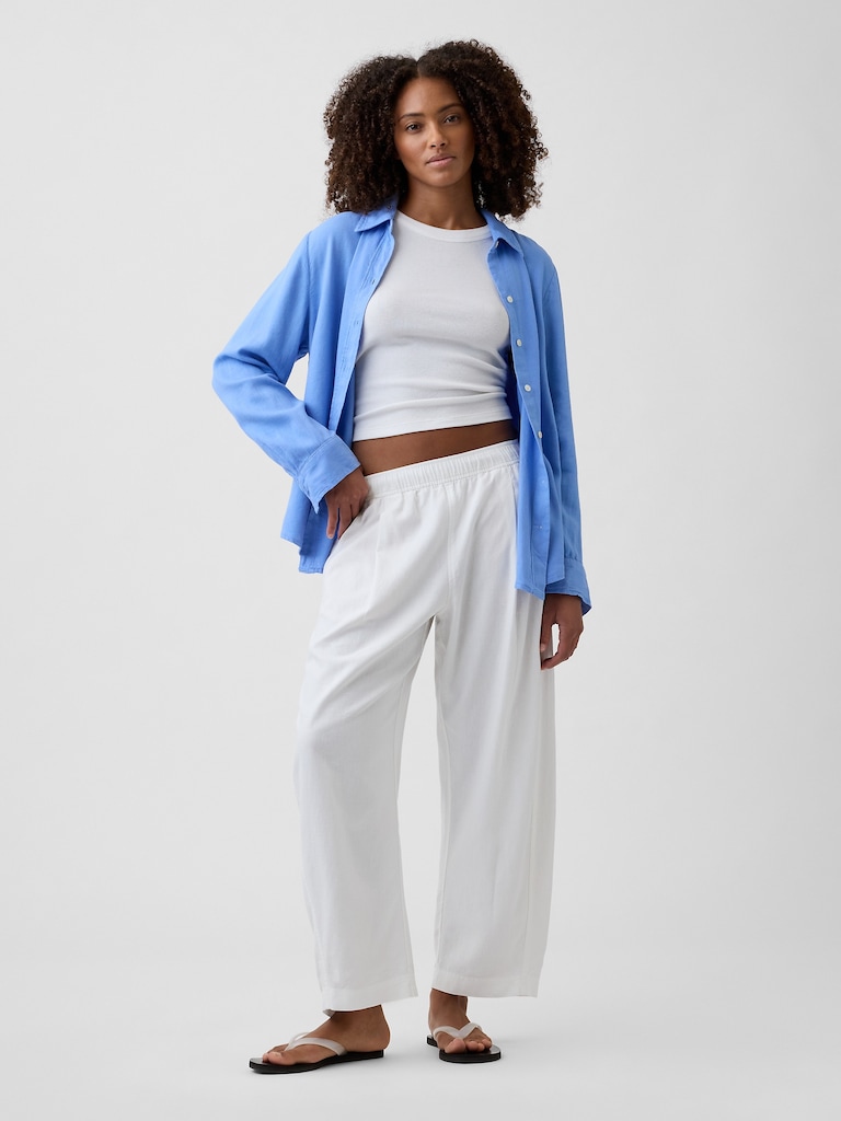 Linen-Blend Easy Shirt