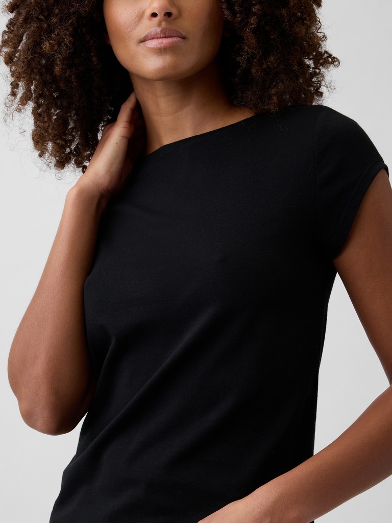 Stretch Jersey Boatneck T-Shirt