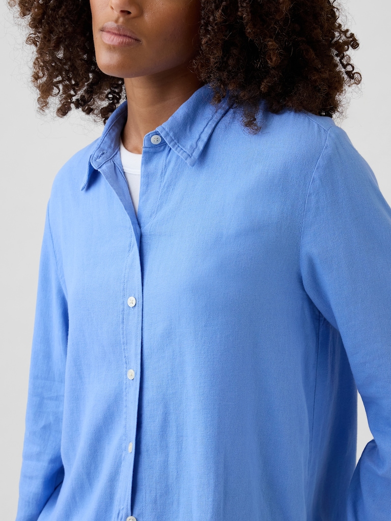 Linen-Blend Easy Shirt