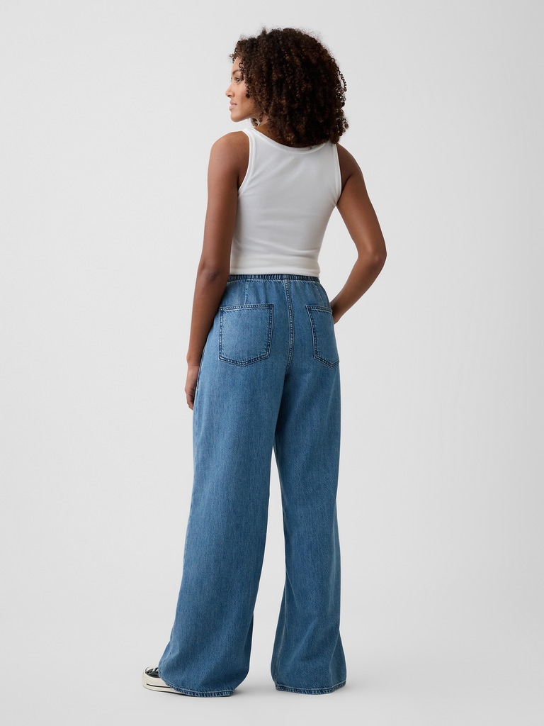 Mid Rise Pull-On SuperLight Wide-Leg Jeans