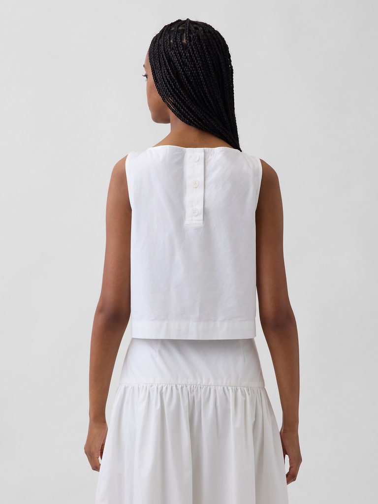 Poplin Boatneck Shell Tank Top