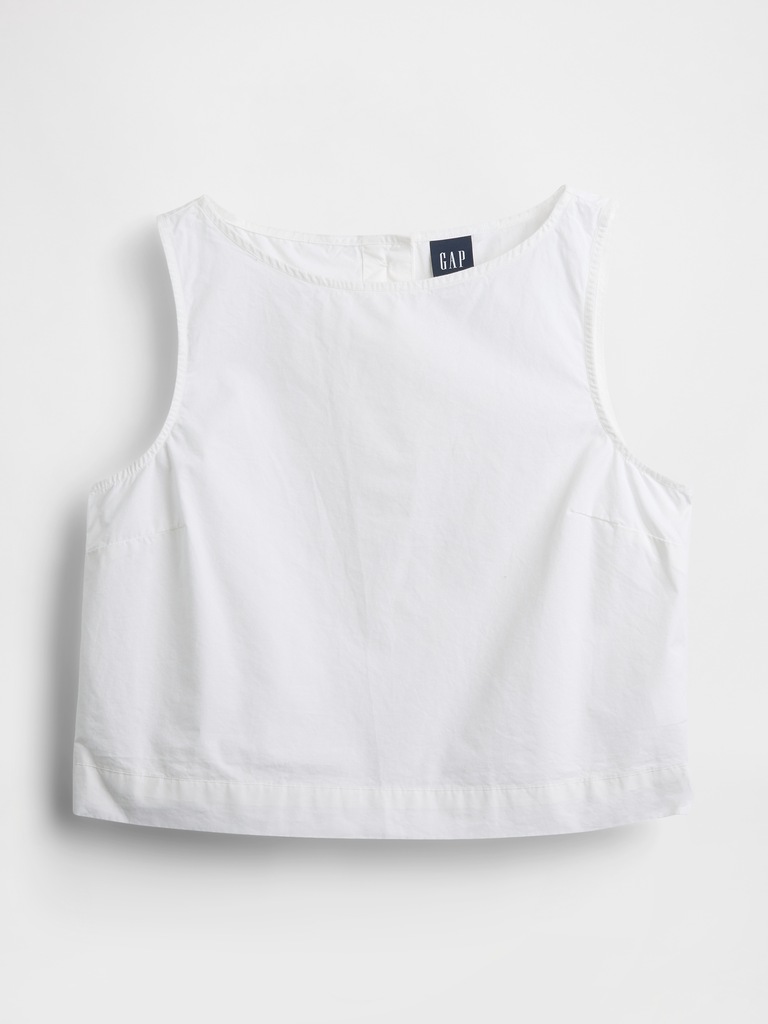 Poplin Boatneck Shell Tank Top