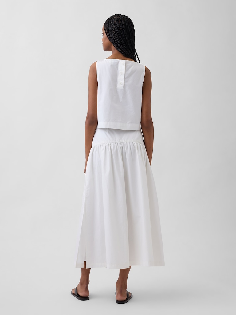Poplin Drop-Waist Maxi Skirt