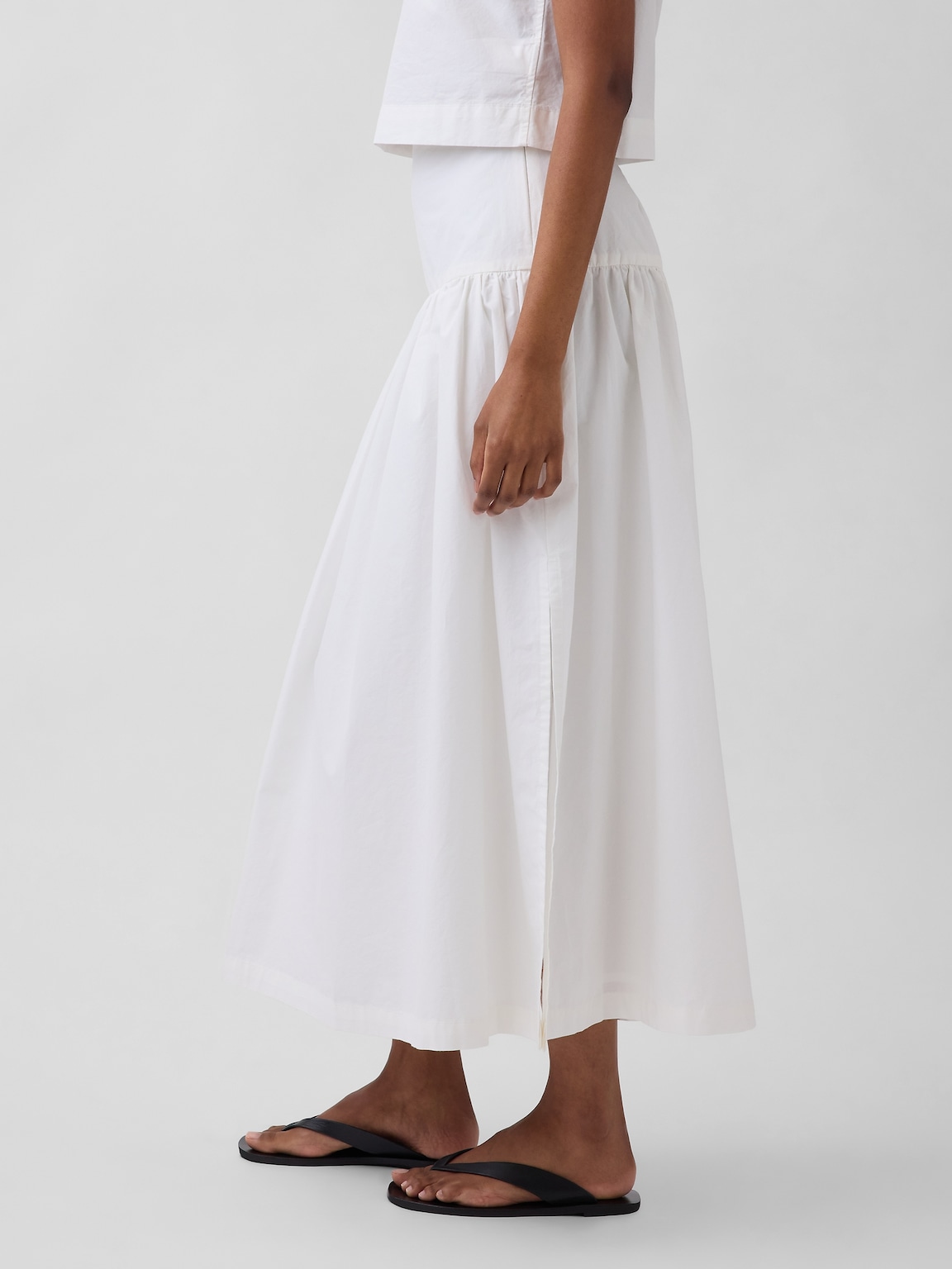 Poplin Drop-Waist Maxi Skirt