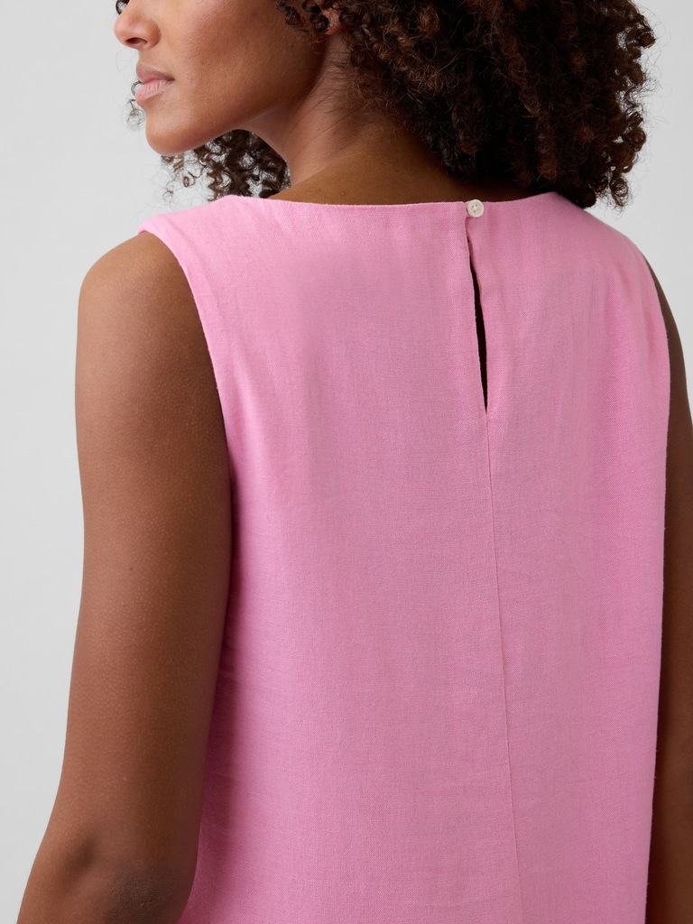 Linen-Blend Apron Mini Dress