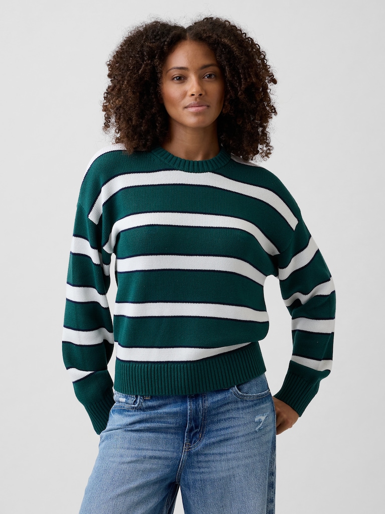 Relaxed Cotton Crewneck Sweater