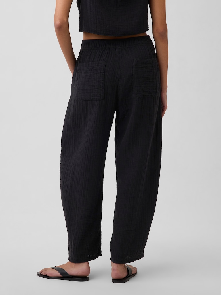 Cotton Gauze Easy Barrel Pants