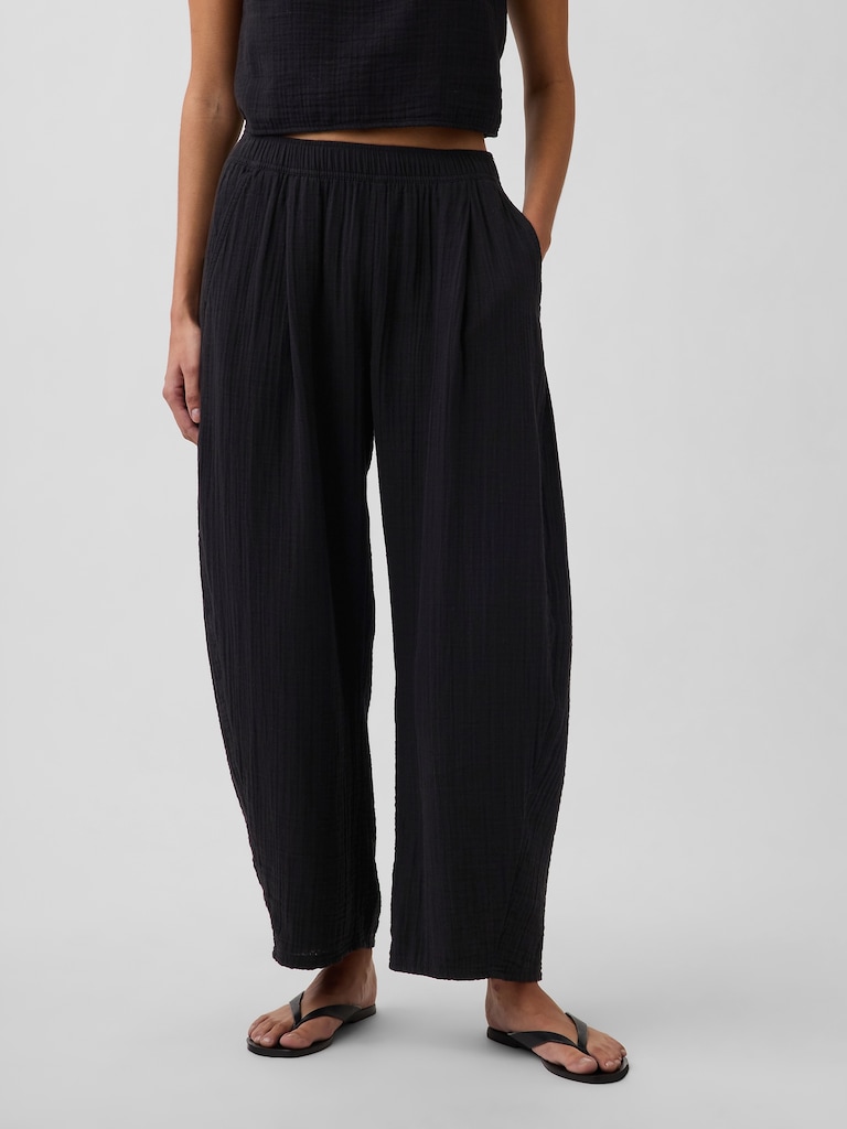 Cotton Gauze Easy Barrel Pants