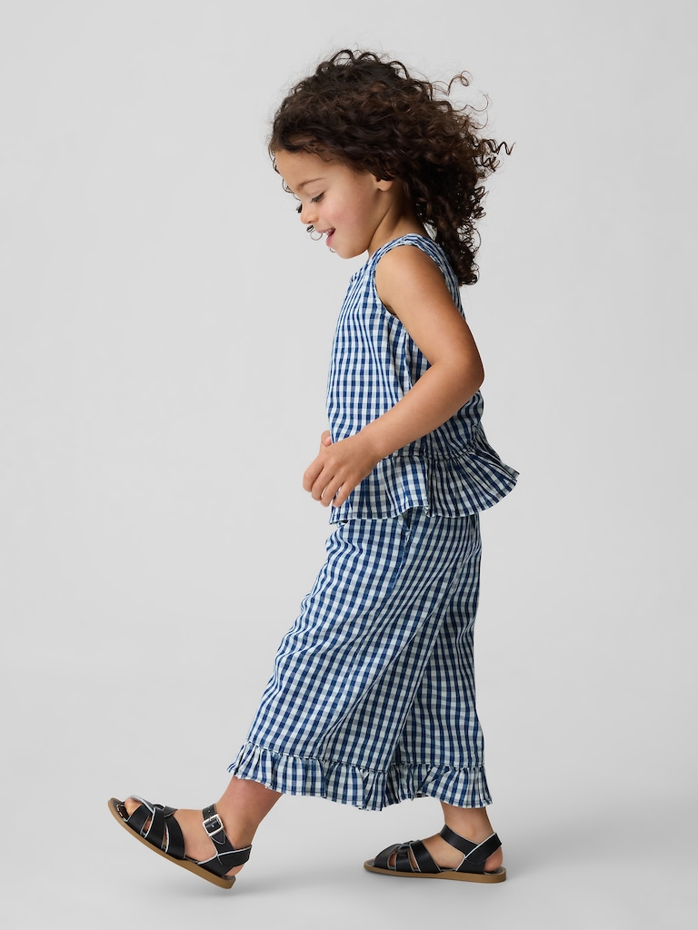 Baby & Toddler Gingham Denim Ruffle-Hem Outfit Set