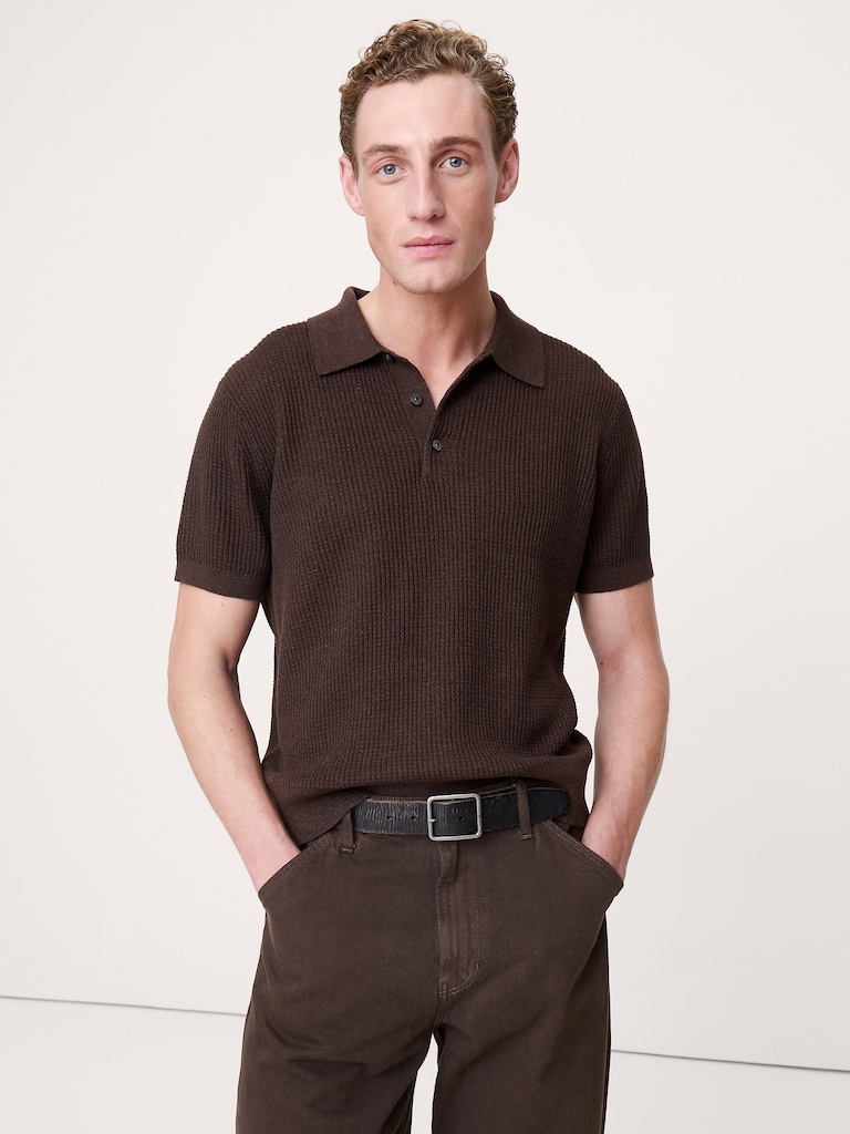 Linen-Cotton Sweater Polo