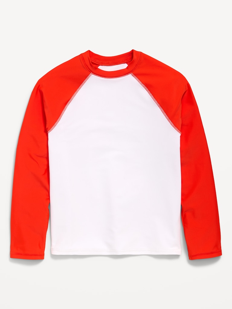 Raglan-Sleeve Rashguard Swim Top for Boys