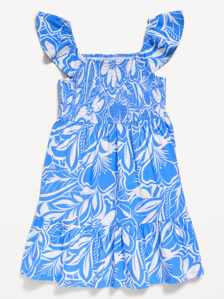 Printed Fit and Flare Smocked Dress for Girls
