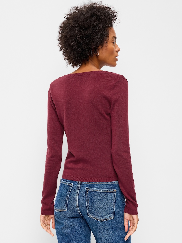 Fitted Scoop-Neck Cropped Jersey Sweater