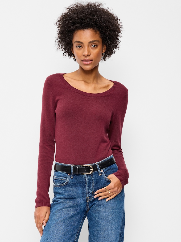 Fitted Scoop-Neck Cropped Jersey Sweater
