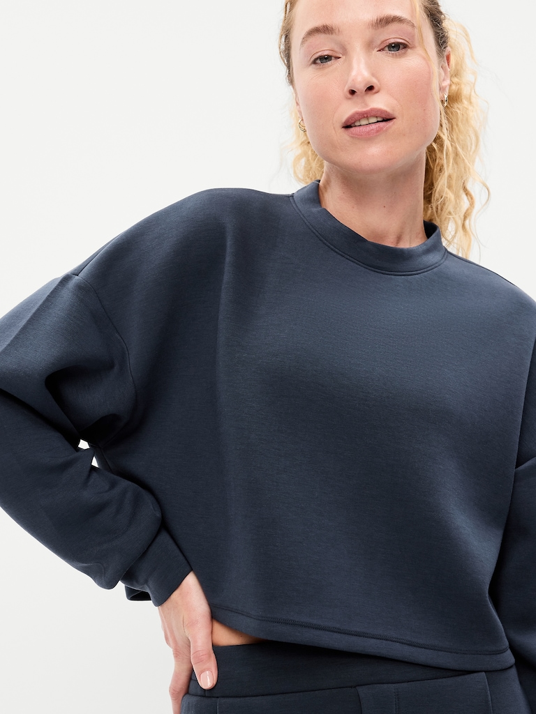 Bounce Fleece Crew-Neck Cropped Top
