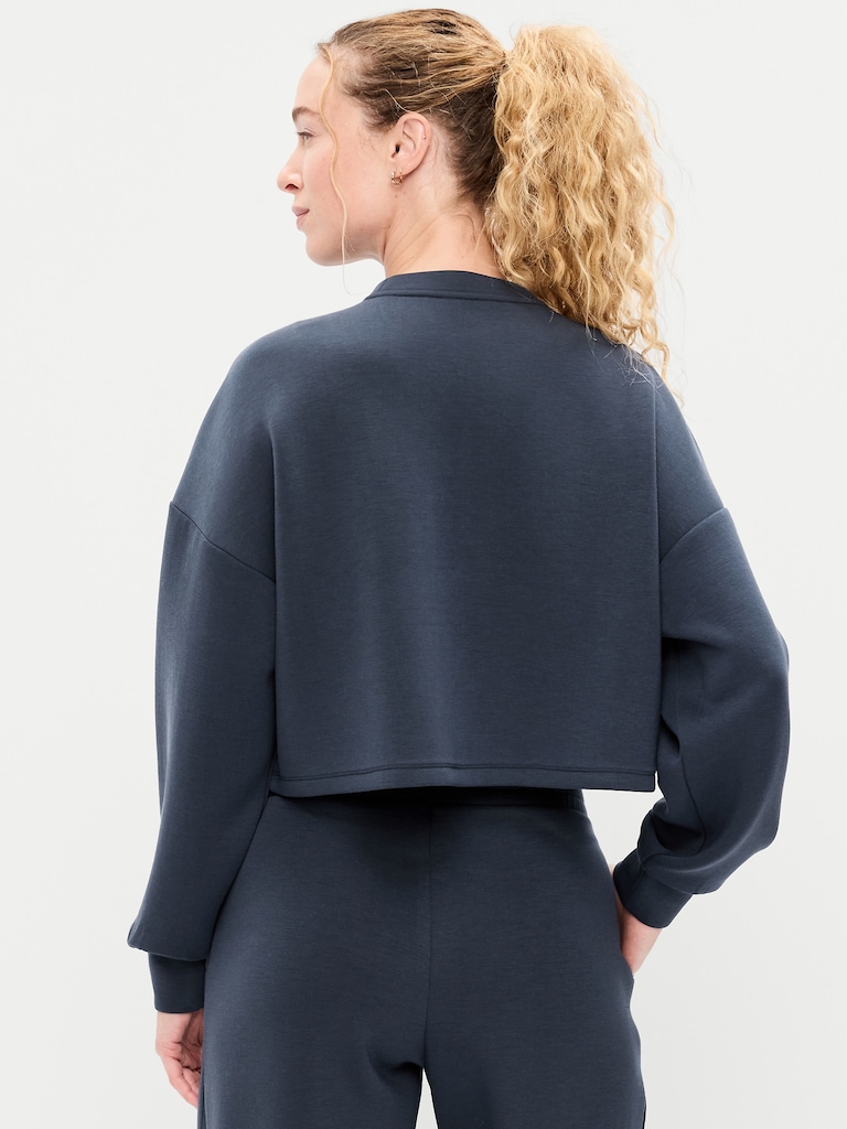 Bounce Fleece Crew-Neck Cropped Top