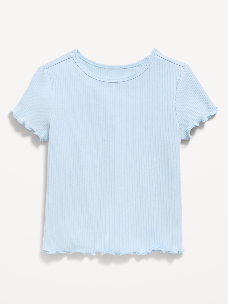 Short-Sleeve Lettuce-Edge T-Shirt for Toddler Girls