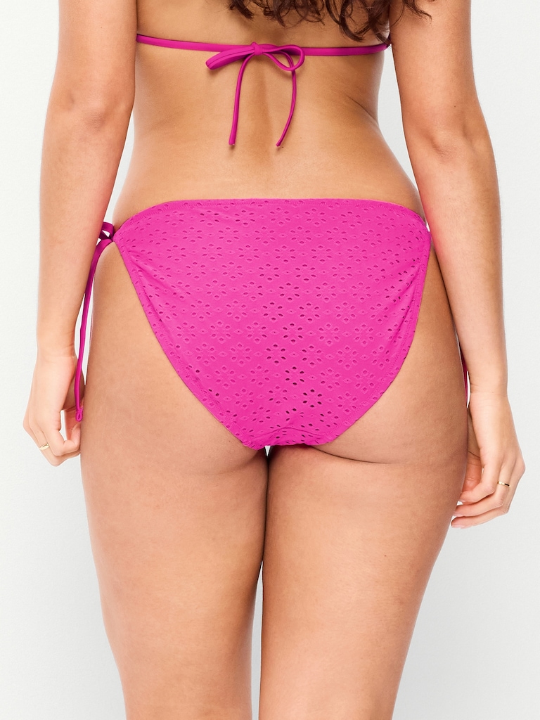 Eyelet String Bikini Swim Bottoms