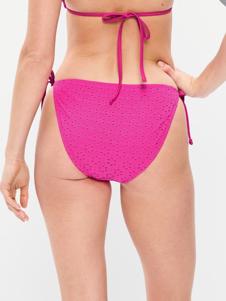 Eyelet String Bikini Swim Bottoms
