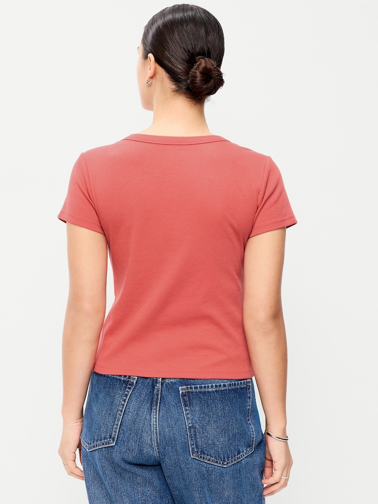 Snug V-Neck Crop T-Shirt