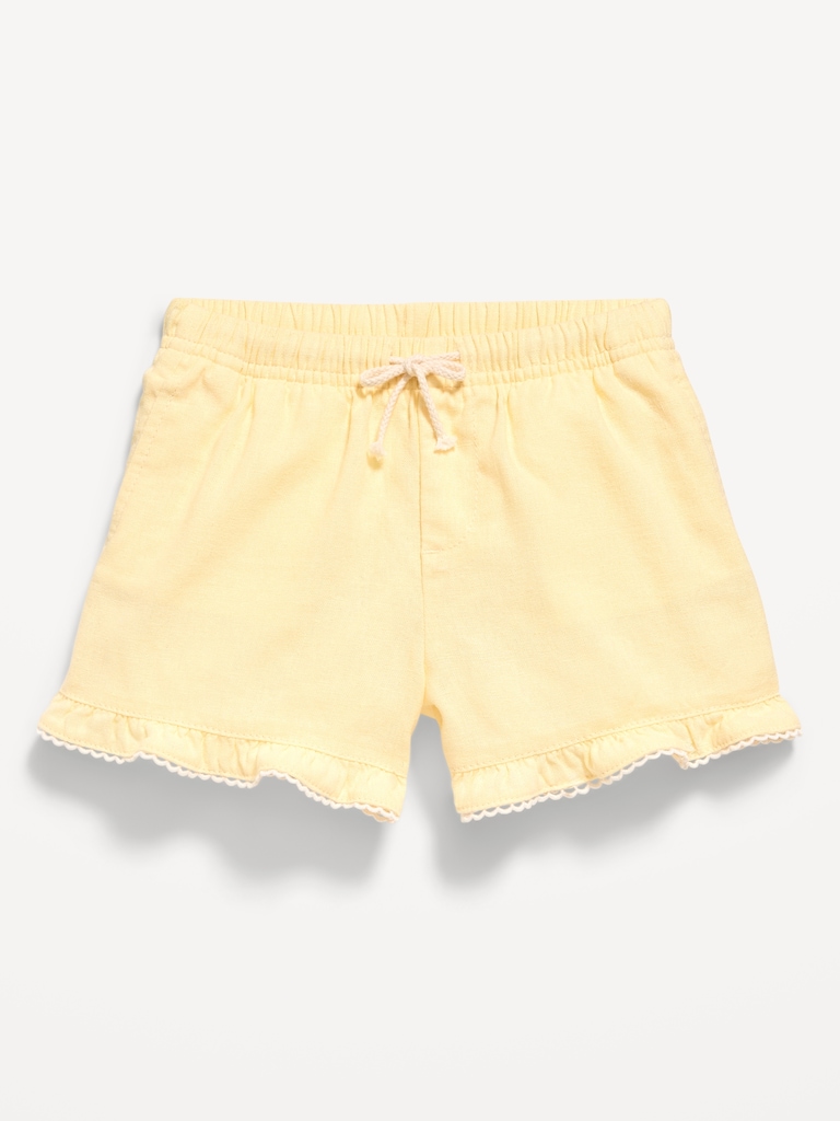 Linen-Blend Ruffled Shorts for Toddler Girls