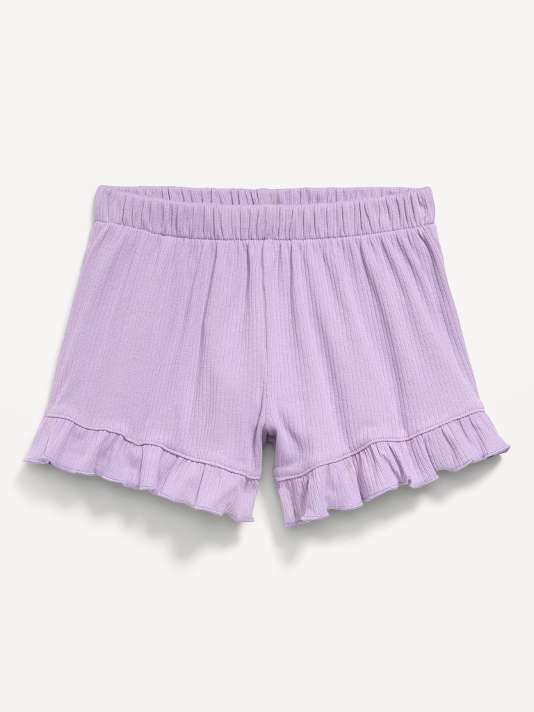 Ribbed Ruffled Shorts for Toddler Girls
