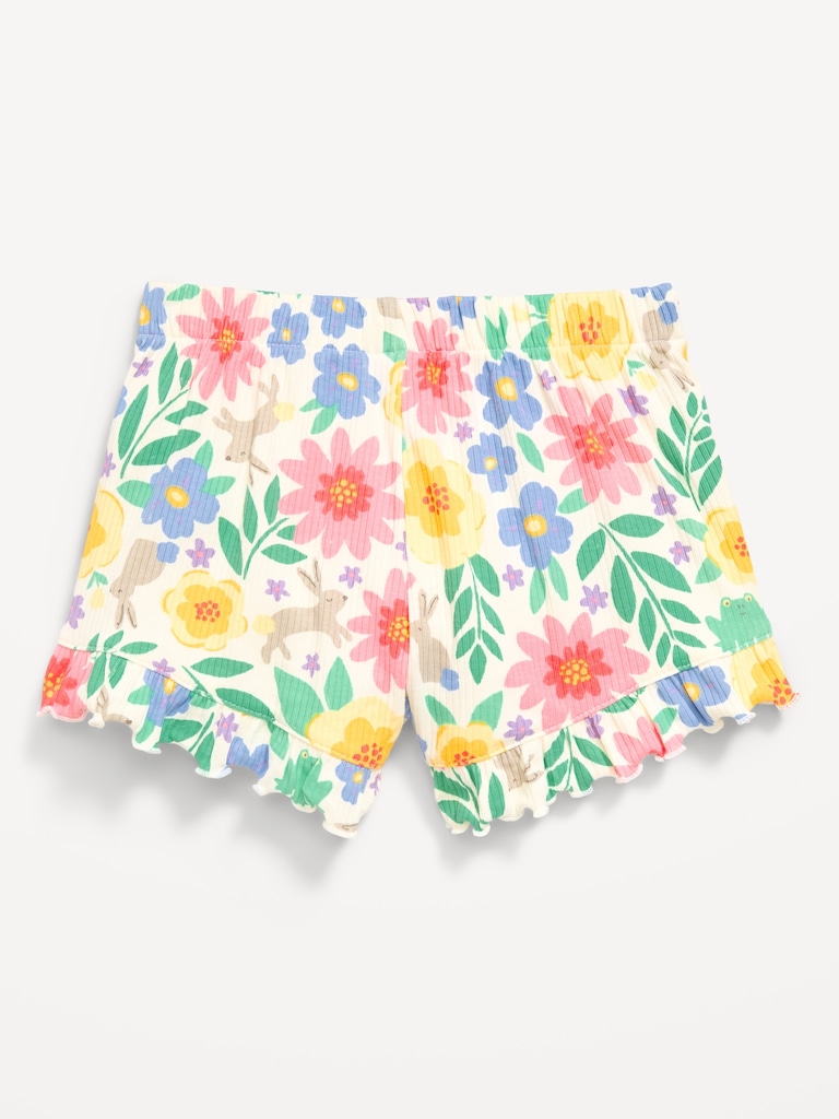 Ribbed Ruffled Shorts for Toddler Girls