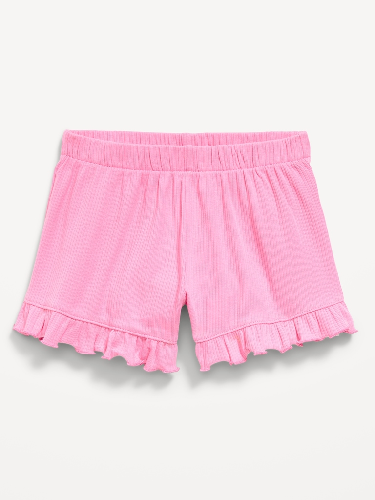 Ribbed Ruffled Shorts for Toddler Girls