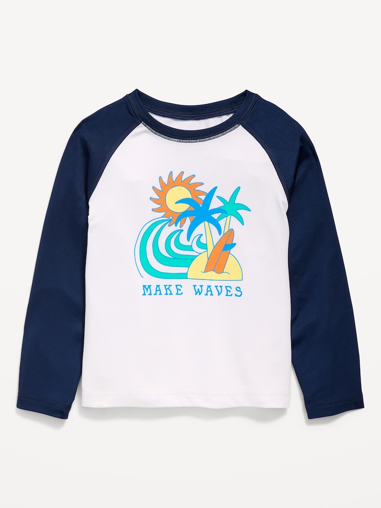 Long-Sleeve Graphic Rashguard Swim Top for Toddler Boys
