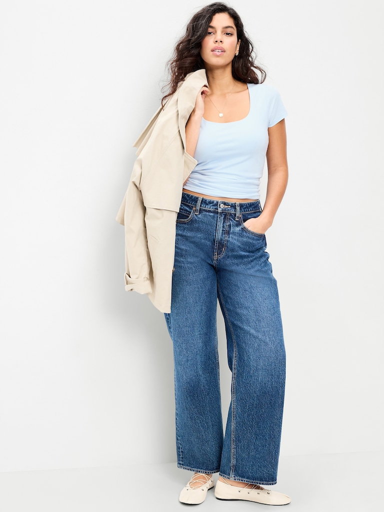 Hug Double-Layer Scoop-Neck Top