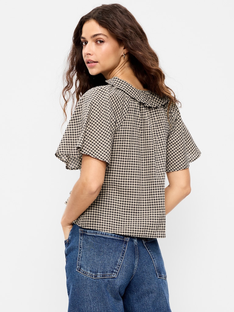 Ruffle Tie-Front Top