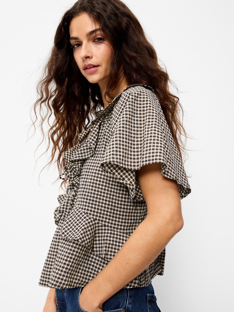 Ruffle Tie-Front Top