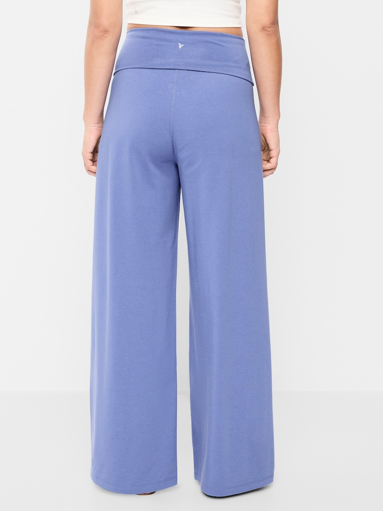 High-Waisted PowerChill Fold-Over Wide-Leg Pants