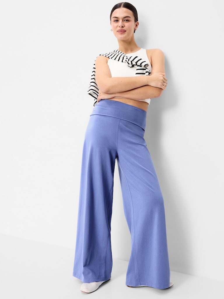 High-Waisted PowerChill Fold-Over Wide-Leg Pants