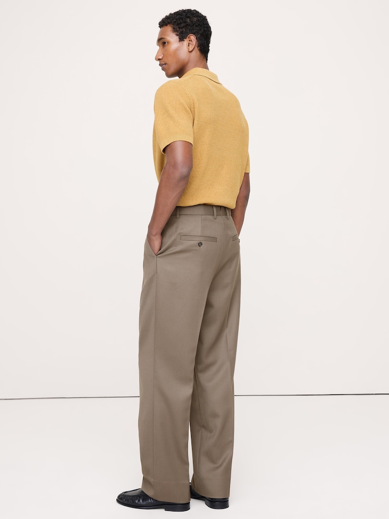 Straight Pleated Twill Dress Pant