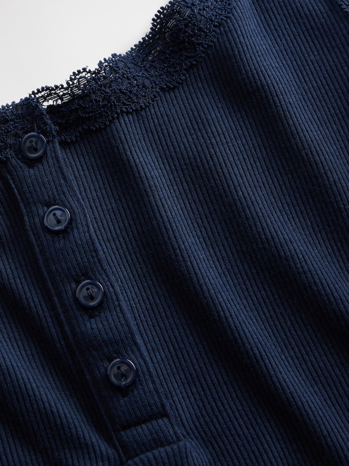 Mini Rib Lace Henley PJ Tank Top