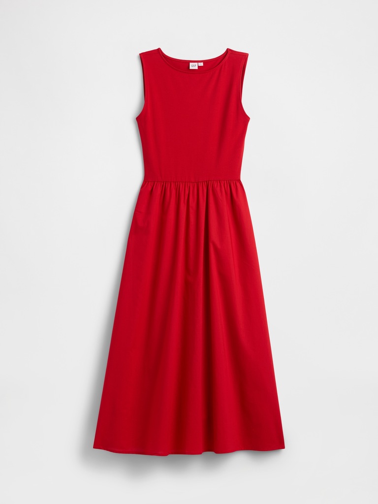 Sleeveless Boatneck Midi Dress