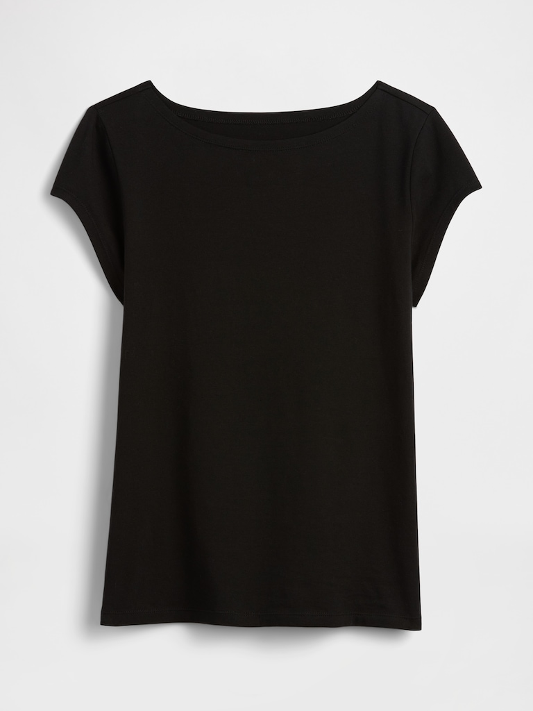 Stretch Jersey Boatneck T-Shirt