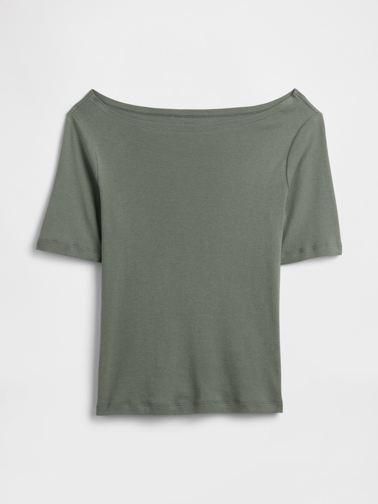 Modern Ribbed Boatneck T-Shirt