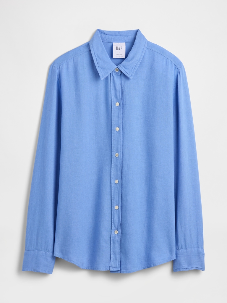 Linen-Blend Easy Shirt