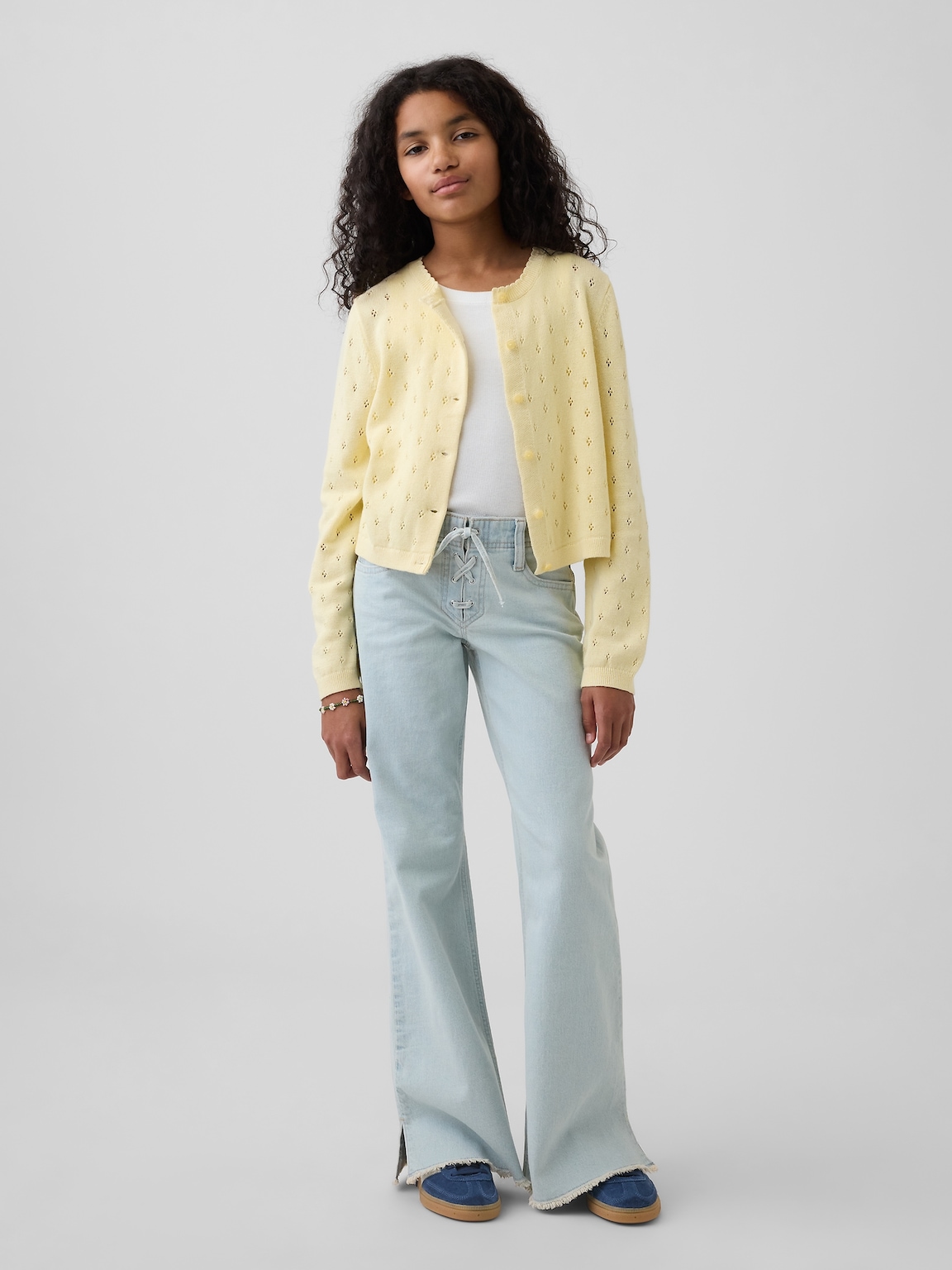 Kids Low Rise Lace-Up Relaxed Flare Jeans