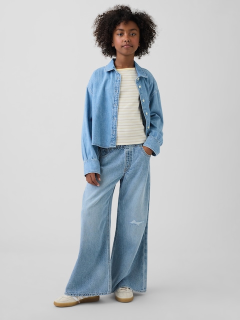 Pantacourt Jean GAP Fille 12 Ans - Taille 12 Ans, Bleu Clair, Occasion Très Bon état