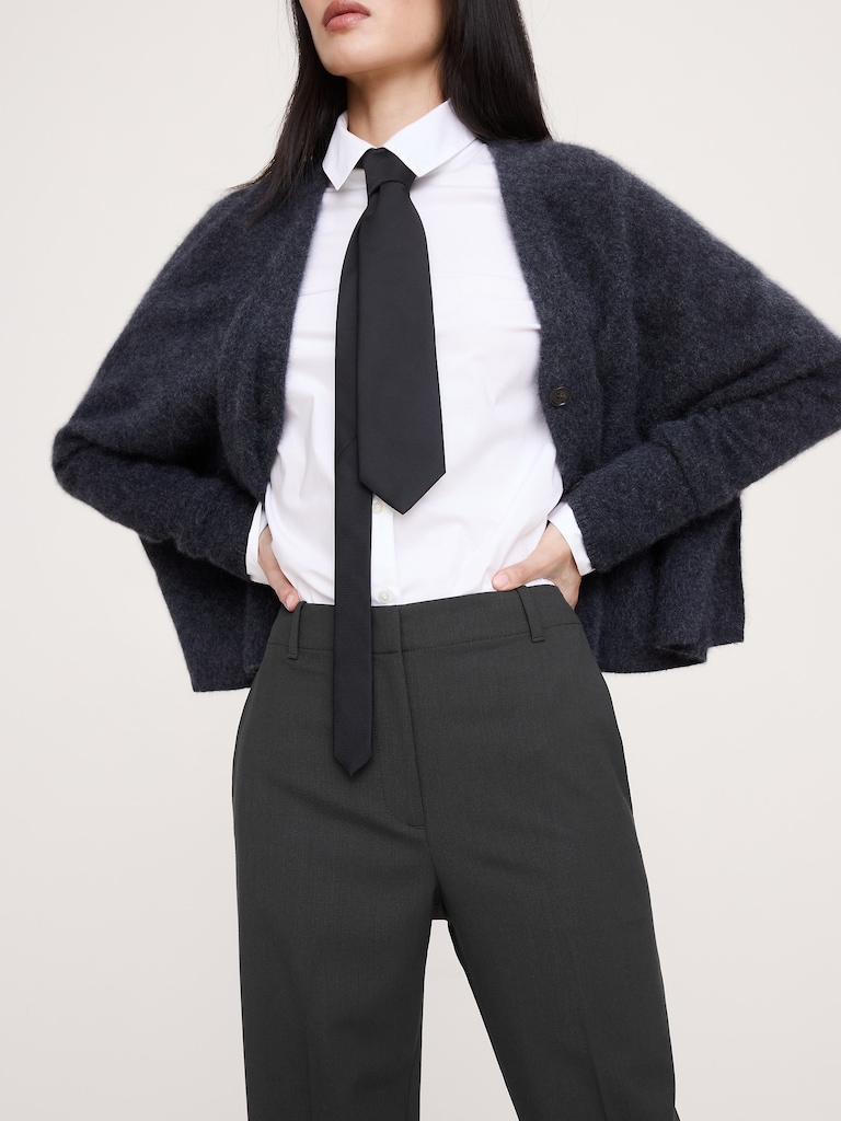 High-Rise Slim Italian Lightweight Wool Ankle Pant