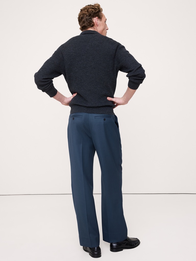 Straight Pleated Twill Dress Pant